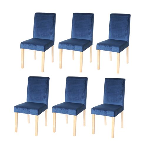 Lot de 6 chaises de salle à manger Littau, velours pétrole, pieds clairs