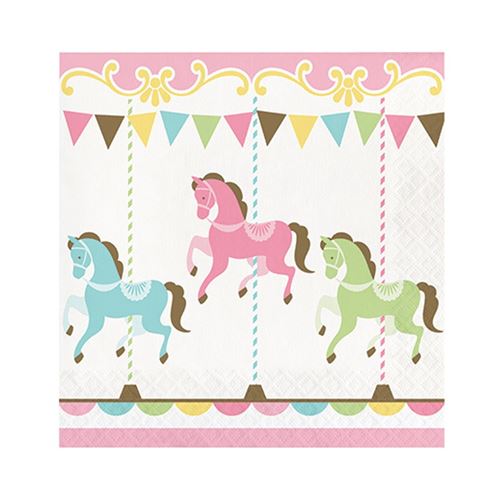 16 serviettes 33cm carrousel