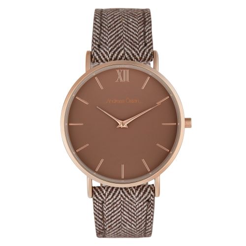 Montre Female Andreas Osten Mouvement Quartz Cadran taupe 36mm Et Bracelet Taupe En Cuir AO-250