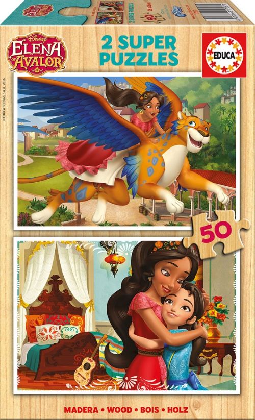 Puzzle en bois enfant - elena avalor disney - 2 x 50 pieces - educa