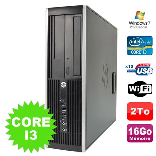 Pc hp compaq elite 8100 sff intel core i3-530 16go disque 2000go dvd wifi w7