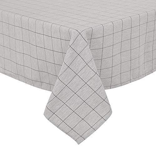 Nappe Deconovo aspect lin hydrofuge salle à manger, polyester, noir et blanc, 130x220