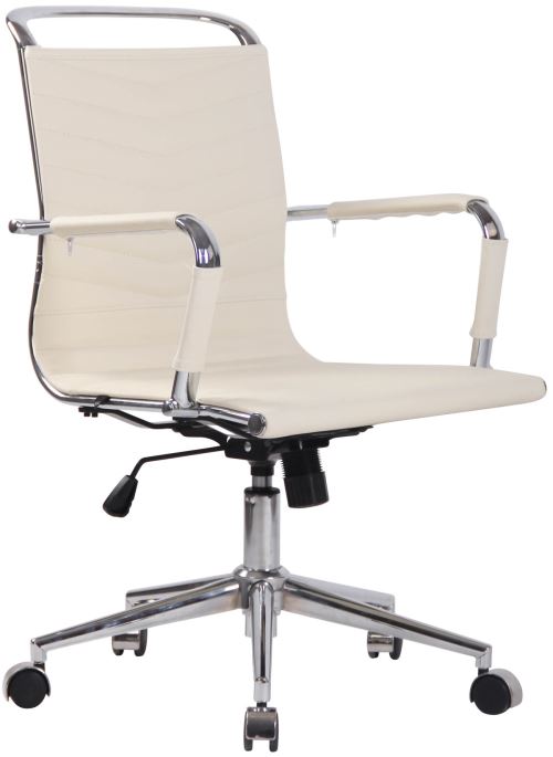 Fauteuil de bureau Burnley Similicuir ou véritable Cuir , Crème/Véritable cuir