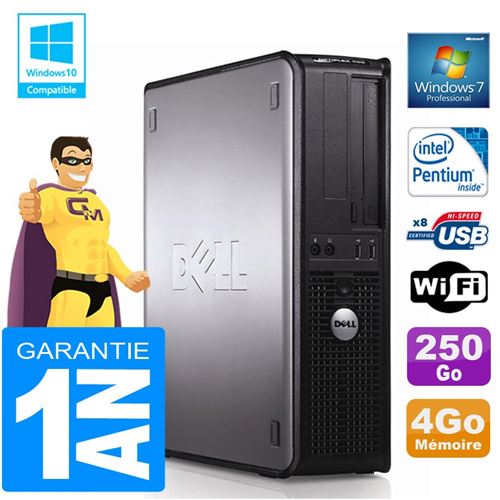 PC Dell 380 Dt Intel E5300 Ram 4Go Disque 250 Go Graveur Dvd WiFi W7