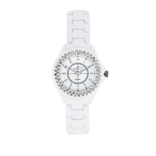 Montre Femme Kim & Jade Cadran En Acier Blanc Et Bracelet Blanc En Acier 2033L-WW