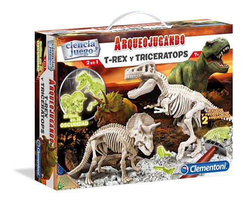 Clementoni Science et jeu – arqueojugando T-Rex et Tricératops 35.1 x 26.2 x 7.4 multicolore