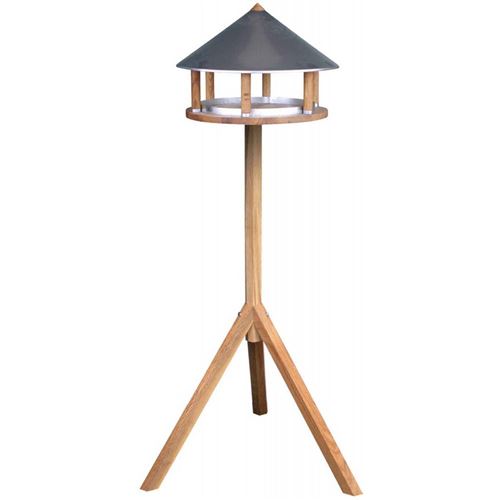Comparer les prix de Esschert Design - Mangeoire en chêne ronde toît en zinc