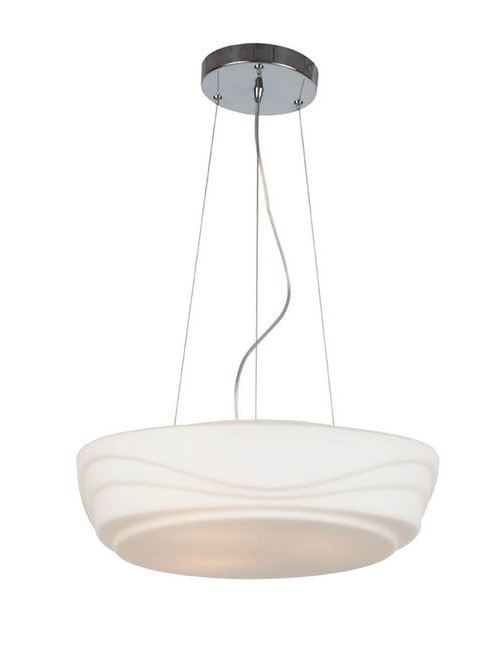 HOMEMANIA Lampe à Suspension Lantis Chandelier - Rond - de Plafond - Blanc en Verre, Métal, 42 x 42 x 120 cm, 3 x E27, Max 40W