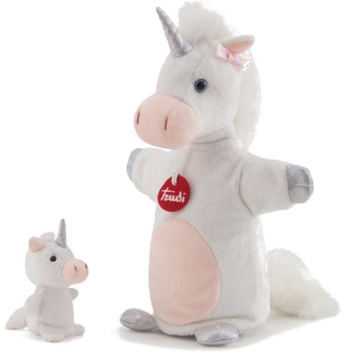 Trudi marionnette marionnette main et doigt licorne blanche 29 cm