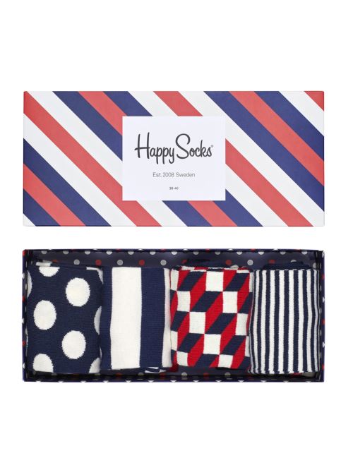 Happy Socks Homme Paquet de 4 Motif Chaussettes Gift Box, Multicolore