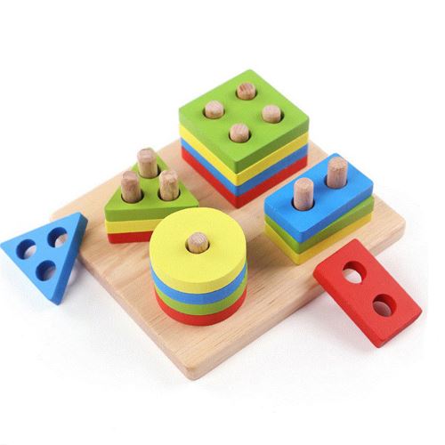 Enfants D'Apprentissage en Bois Bébé Geometry Jouets Éducatifs Puzzle Puzzle Iq 3D pour les Enfants Jmpl031