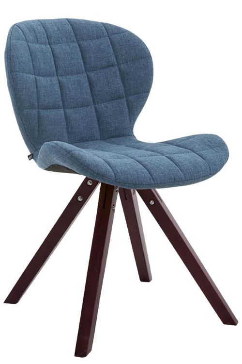 Chaise visiteur Alyssa tissu piètement en bois carré , Bleu/Cappuccino
