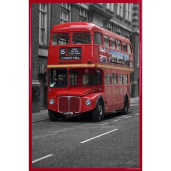 Poster Encadre Londres Bus Rouge 91x61 Cm Cadre Plastique