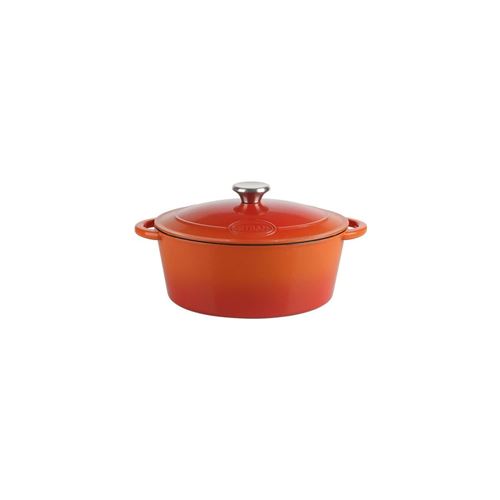 SITRAM Cocotte TRADIFONTE - 712574 - 4L Fonte émaillée ovale blanc et orange - Tous feux dont induction