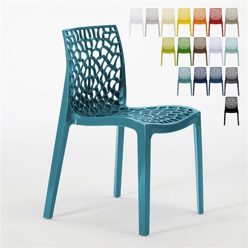 Grand Soleil - Chaise en polypropylène nid d'abeille cuisine bar café Gruvyer Grand Soleil, Couleur: Bleu 3