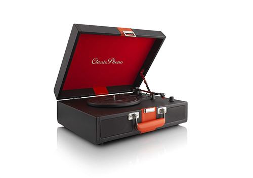Platine dans Valise Classic Phono TT-33 en Style rétro, Surface en Simili Cuir, entrée AUX, Sortie Ligne RCA Noir