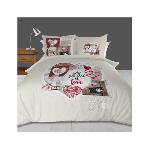 Parure housse de couette coton 57 Fils 240x220 cm WINTER HEART par Soleil d'ocre