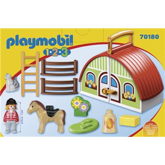Playmobil 1.2.3 70180 Centre équestre transportable
