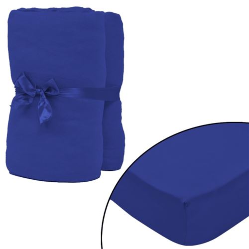 vidaXL hoeslaken 2 st katoen jersey 160 g/m2 90x190-100x200 cm blauw