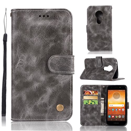 Etui en PU vintage premium gris pour votre Motorola Moto E5/Moto G6 Play