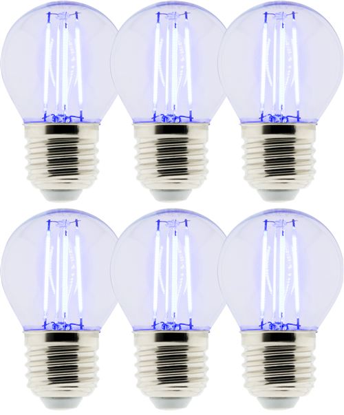 Lot de 6 Ampoules LED Déco filament bleu 3W E27 Sphérique