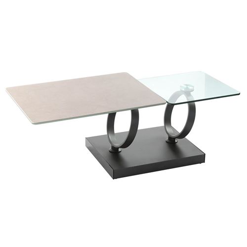 CERES - Table Basse Plateaux Verre Gris Pierre