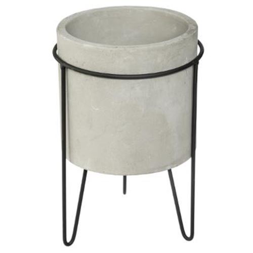 Cache-Pot en Ciment sur Pied Oléa 17cm Gris