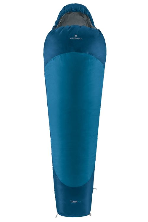 Ferrino sac de couchage Yukon Plus 220x80x50cm bleu/gris fermeture éclair à droite