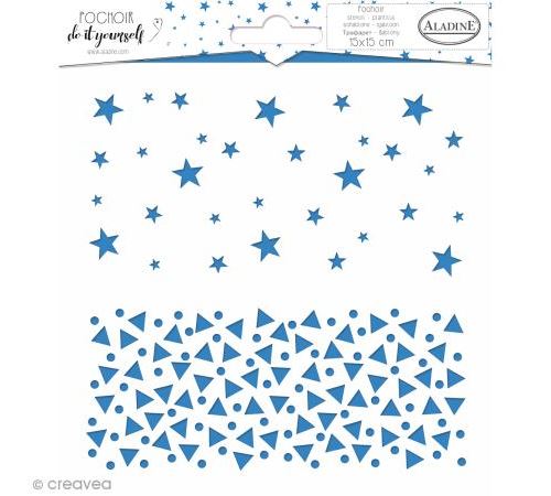 Pochoir Do it yourself d'Aladine - Etoiles et triangles - 15 x 15 cm
