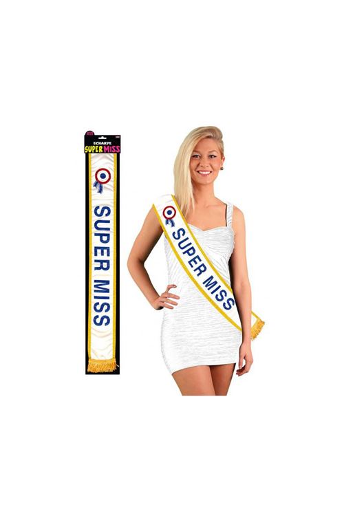 Echarpe humoristique super miss bleue
