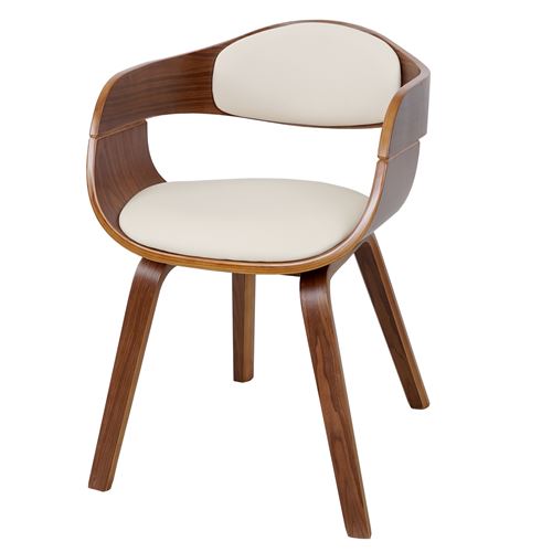 Chaise de salle à manger MENDLER HWC-A47 bois courbé aspect noix similicuir crème