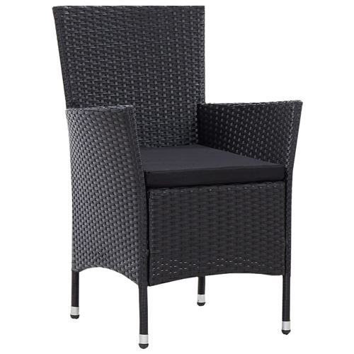 Chaises de jardin 2 pcs Noir Résine tressée