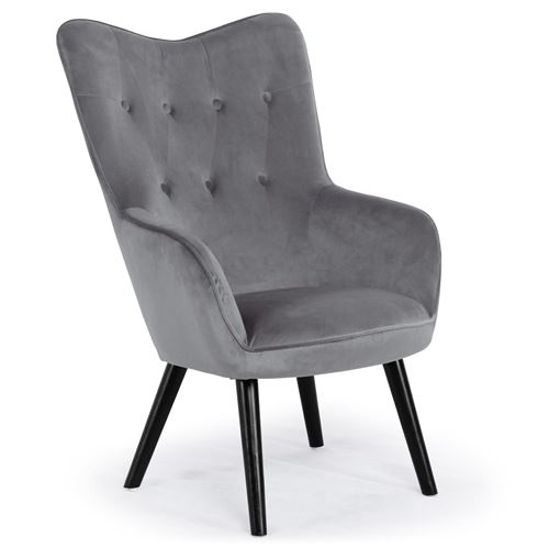 Fauteuil scandinave Klarys Velours Gris - Gris