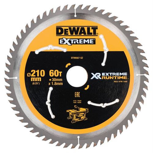 DeWalt XR Extreme Runtime Lame de scie circulaire statique, 1 pièce, 210/30 mm 60 WZ/FZ, dt99567 de QZ