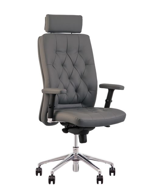 Chester fauteuil de direction professionnel multiposition synchrone, capitonné, vintage gris