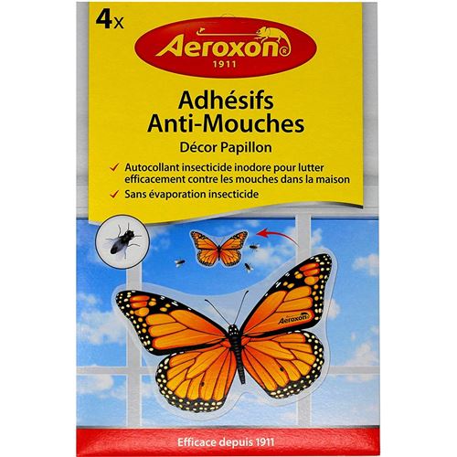 AEROXON - adhésif anti-mouches INSECTICIDE, 4 adhésifs Tue Mouches insecticides