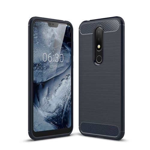 Coque en TPU fibre de carbone bleu foncé pour votre Nokia X6