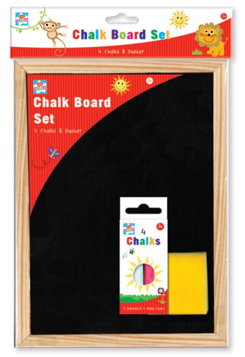 Ensemble de tableau A4 avec craies et plumeau