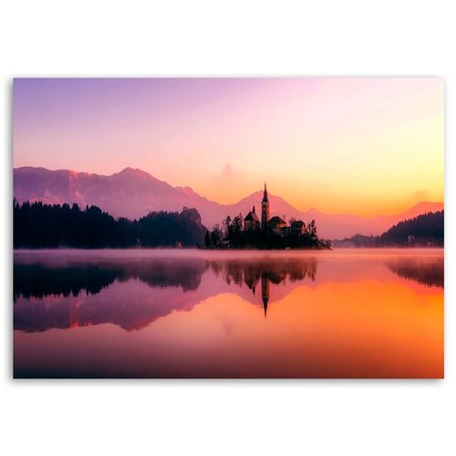 Grand Tableau Sur Toile Cadre Image Deco Canevas Chateau Montagnes Lac Vue 90x60 Achat Prix Fnac