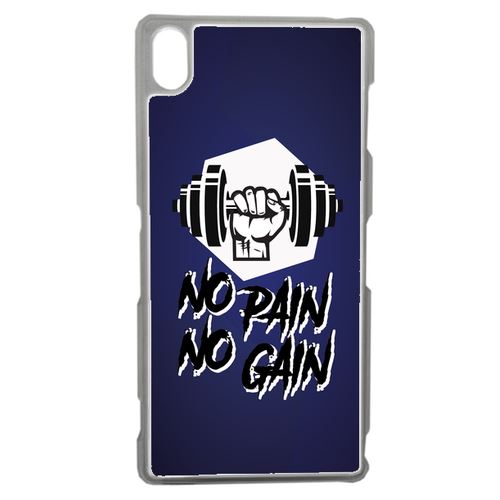 Coque No Pain No Gain Fond Bleu Compatible Sony Z3 Transparent