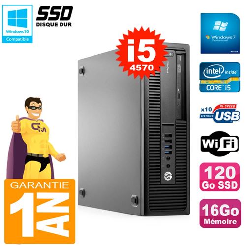 Pc hp elitedesk 800 g1 sff core i5-4570 ram 16go 120 go ssd graveur dvd wifi w7
