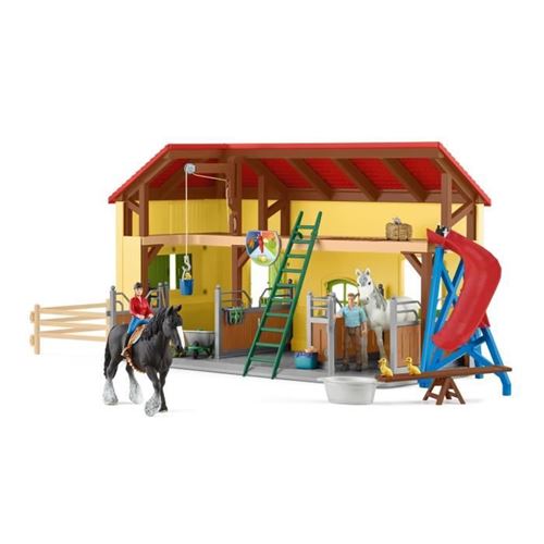 Schleich Rouge Écurie Avec Boxes Et Animaux, Coffret De 82 Pieces Avec Chevaux, 42485 Farm World, Des 4 Ans - Neuf - Image 3