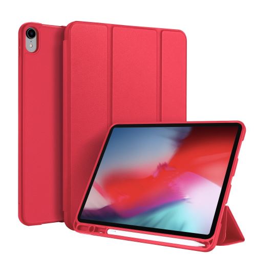 Etui en PU avec support tripliure et porte-stylo rouge pour votre Apple iPad Pro 11 pouces (2018)