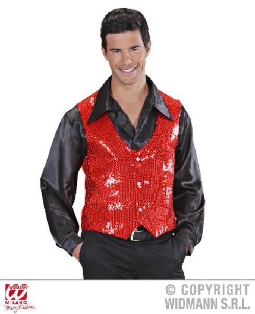 Gilet rouge à paillettes homme - (42/44)
