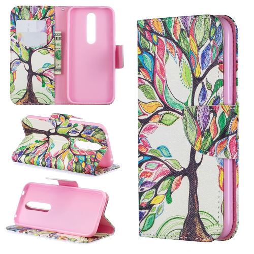 Etui en PU motif imprimé flip avec support arbre colorisé pour votre Nokia 4.2