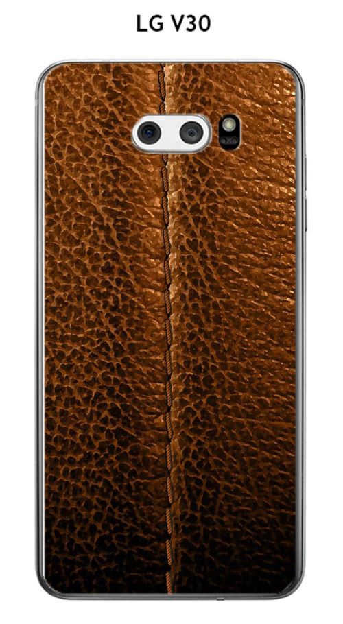 Coque TPU gel souple LG V30 design Cuir marron piqure