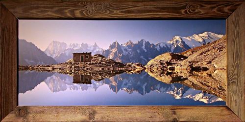 Tableau Deco Chalet en Vieux Bois-Le Lac Blanc 2- 100x50 cm