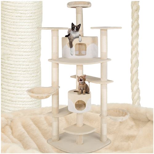 Comparer les prix de TecTake Arbre à Chat NELLY 204 cm - beige/blanc