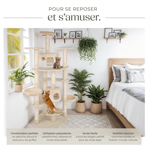 46 10 Sur Tectake Arbre A Chat Nelly 4 Cm Beige Blanc Paniers Et Mobilier Pour Chat Achat Prix Fnac