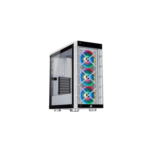 CORSAIR iCUE 465X RGB - Tour - ATX - panneau latéral fenêtré (verre trempé) - pas d'alimentation (ATX) - blanc - USB/Audio